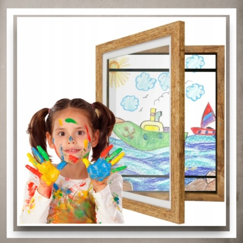 Ramka Artystyczna Na Obrazki Rysunki Zdjęcia Dzieci Otwierana z pojemnikiem
