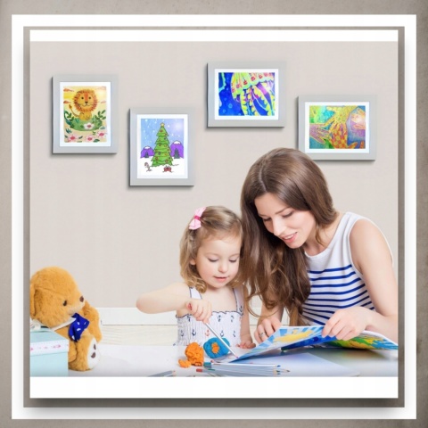 Ramka Artystyczna Na Obrazki Rysunki Zdjęcia Dzieci Otwierana z pojemnikiem