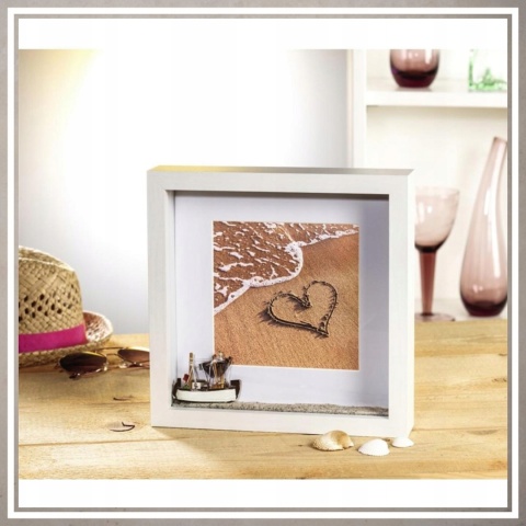 Ramka głęboka box 3D 24,5x24,5 cm do rękodzieła mchu na zdjęcia biała