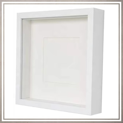 Ramka głęboka box 3D 24,5x24,5 cm do rękodzieła mchu na zdjęcia biała