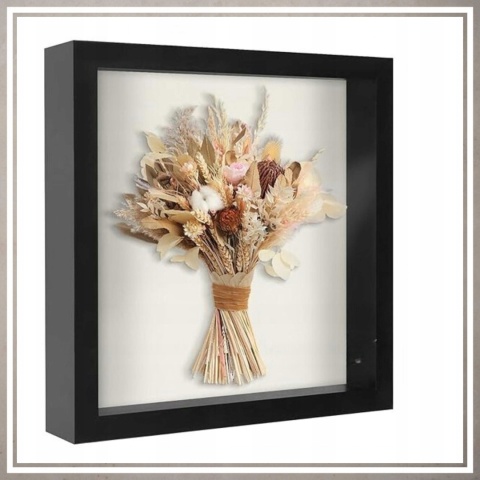 Ramka głęboka box 3D 24,5x24,5 cm do rękodzieła mchu na zdjęcia czarna