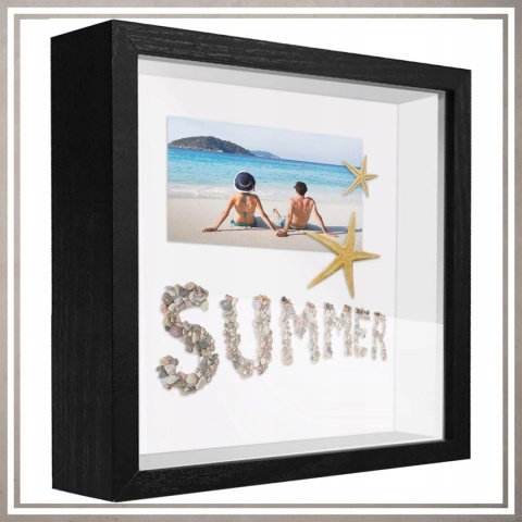 Ramka głęboka box 3D 24,5x24,5 cm do rękodzieła mchu na zdjęcia czarna