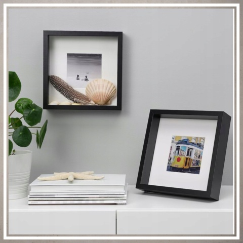 Ramka głęboka box 3D 24,5x24,5 cm do rękodzieła mchu na zdjęcia czarna