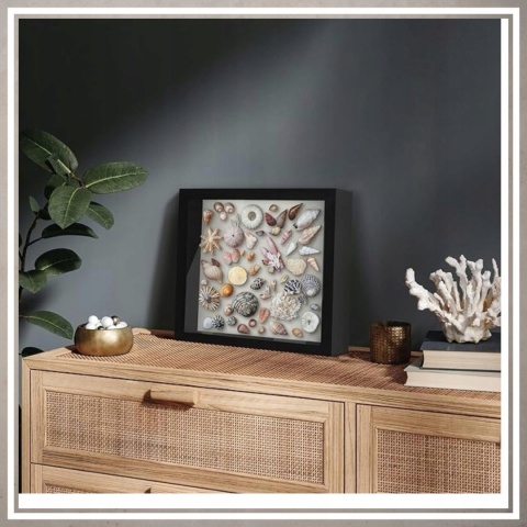 Ramka głęboka box 3D 24,5x24,5 cm do rękodzieła mchu na zdjęcia czarna