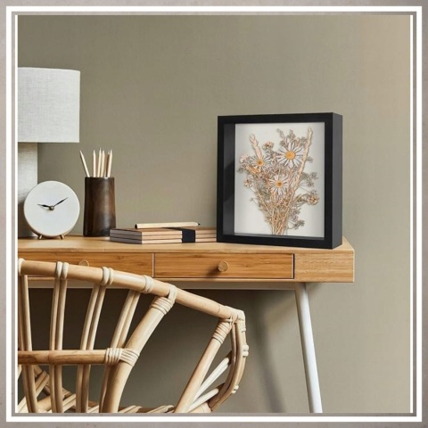 Ramka głęboka box 3D 24,5x24,5 cm do rękodzieła mchu na zdjęcia czarna