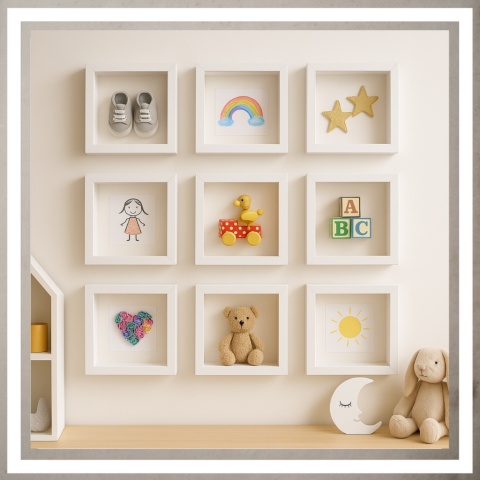 Ramka głęboka box 3d 30x30 cm do rękodzięła mchu na zdjęcia kolor biały