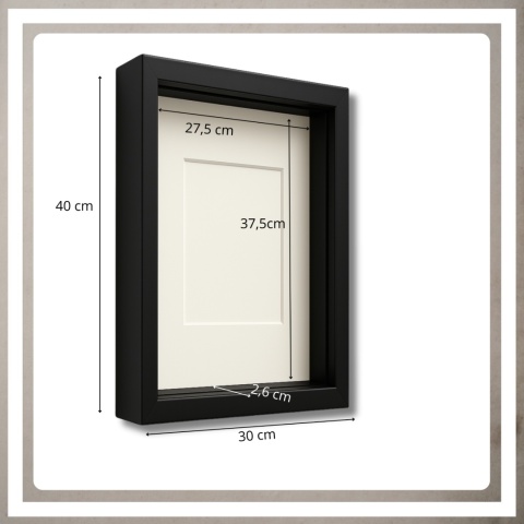 Ramka głęboka box 3d 30x40 cm do rękodzięła mchu na zdjęcia kolor czarny