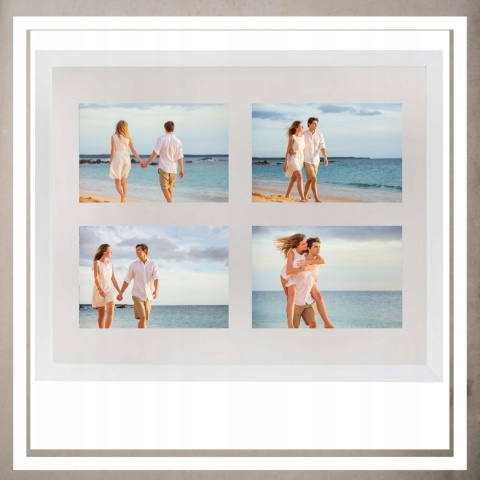 Ramka poczwórna na 4 zdjęcia obrazy rysunki 30 x 38 cm Biała