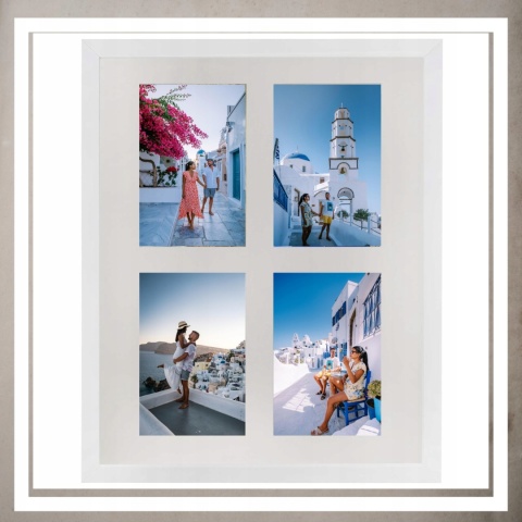 Ramka poczwórna na 4 zdjęcia obrazy rysunki 30 x 38 cm Biała
