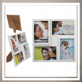 Ramka poczwórna na 4 zdjęcia obrazy rysunki multiramka 30 x 30 cm Biała