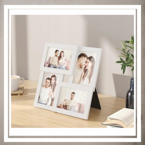 Ramka poczwórna na 4 zdjęcia obrazy rysunki multiramka 30 x 30 cm Biała