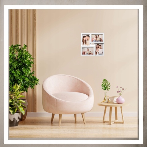 Ramka poczwórna na 4 zdjęcia obrazy rysunki multiramka 30 x 30 cm Biała