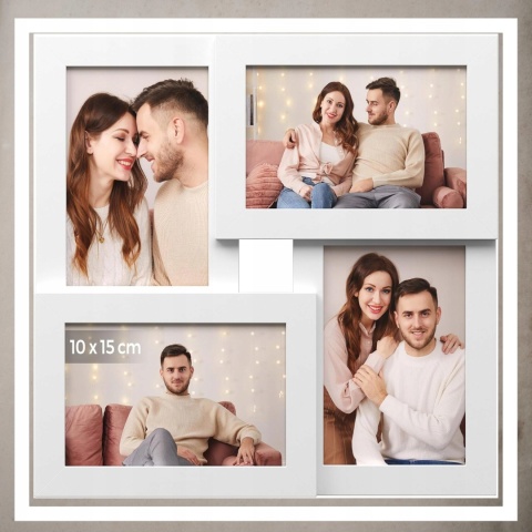 Ramka poczwórna na 4 zdjęcia obrazy rysunki multiramka 30 x 30 cm Biała