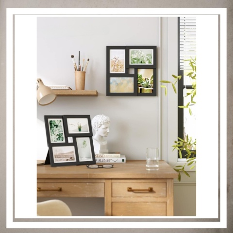 Ramka poczwórna na 4 zdjęcia obrazy rysunki multiramka 30 x 30 cm Czarna