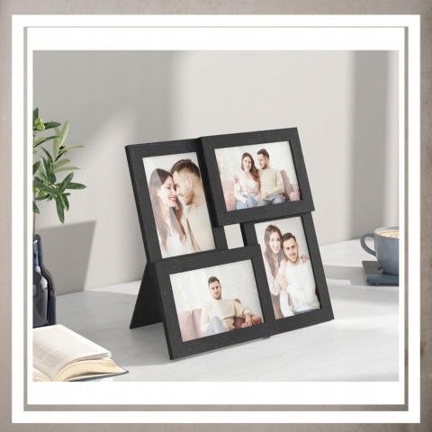 Ramka poczwórna na 4 zdjęcia obrazy rysunki multiramka 30 x 30 cm Czarna