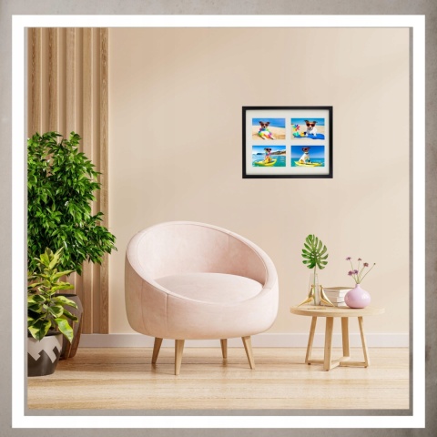 Ramka poczwórna na 4 zdjęcia obrazy rysunki multiramka 30 x 38 cm Czarna