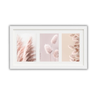 Ramka potrójna na 3 zdjęcia obrazy rysunki multiramka 20,5 x 37,5 cm Biała