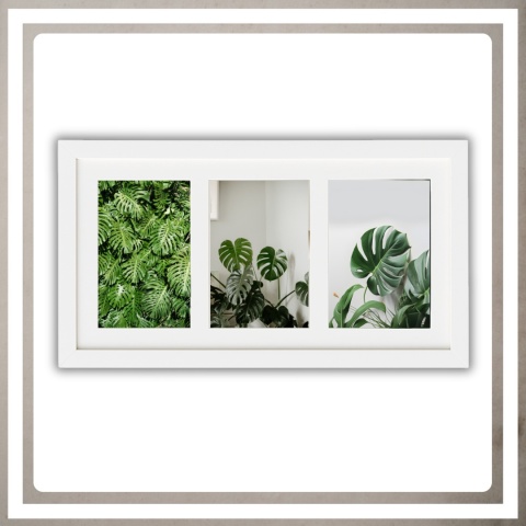 Ramka potrójna na 3 zdjęcia obrazy rysunki multiramka 20,5 x 37,5 cm Biała