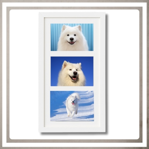 Ramka potrójna na 3 zdjęcia obrazy rysunki multiramka 20,5 x 37,5 cm Biała
