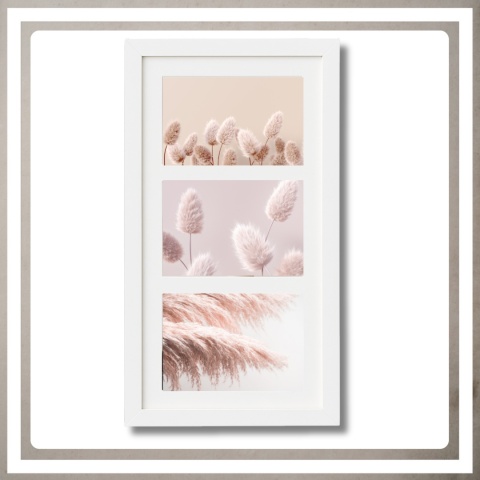 Ramka potrójna na 3 zdjęcia obrazy rysunki multiramka 20,5 x 37,5 cm Biała