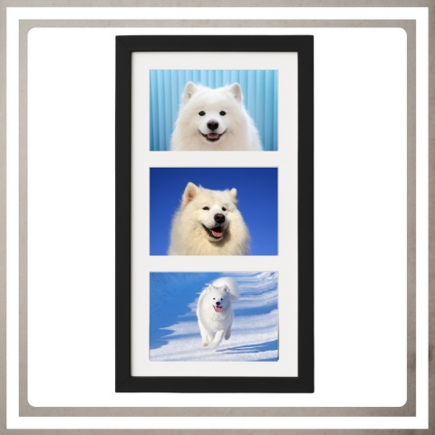 Ramka potrójna na 3 zdjęcia obrazy rysunki multiramka 20,5 x 37,5 cm Czarna