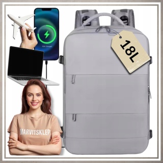 Bagaż podręczny plecak podróżny do samolotu 40x30 kabinówka Wizzair Ryanair SZARY