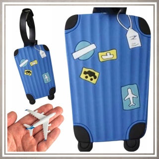 Identyfikator zawieszka na bagaż podróży walizkę do samolotu NIEBIESKI