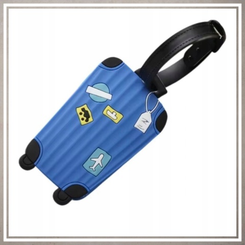 Identyfikator zawieszka na bagaż podróży walizkę do samolotu NIEBIESKI
