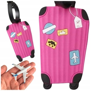 Identyfikator zawieszka na bagaż podróży walizkę do samolotu RÓŻOWY