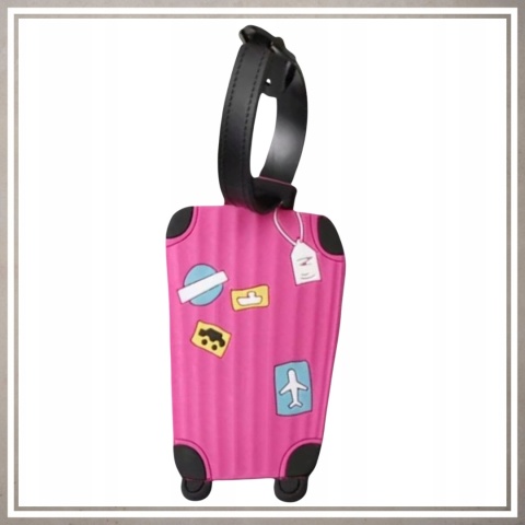 Identyfikator zawieszka na bagaż podróży walizkę do samolotu RÓŻOWY
