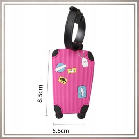 Identyfikator zawieszka na bagaż podróży walizkę do samolotu RÓŻOWY