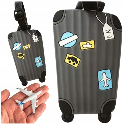 Identyfikator zawieszka na bagaż podróży walizkę do samolotu SZARY