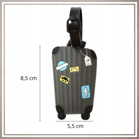 Identyfikator zawieszka na bagaż podróży walizkę do samolotu SZARY