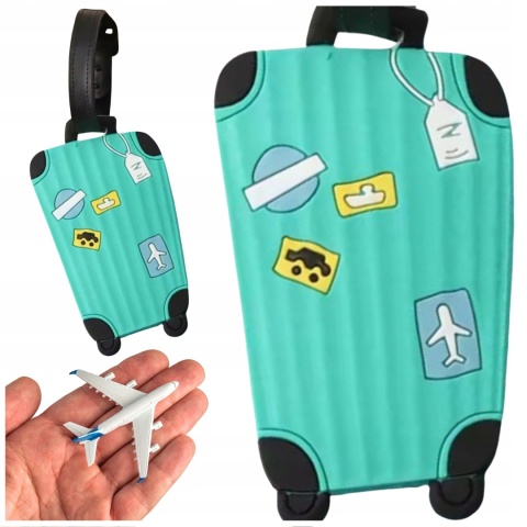 Identyfikator zawieszka na bagaż podróży walizkę do samolotu TURKUSOWY
