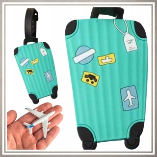 Identyfikator zawieszka na bagaż podróży walizkę do samolotu TURKUSOWY