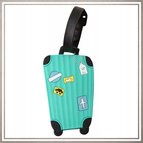 Identyfikator zawieszka na bagaż podróży walizkę do samolotu TURKUSOWY