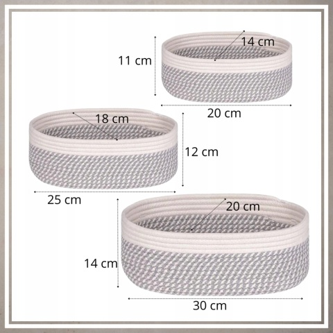 ORGANIZER BOHO ZESTAW 3 SZT PREMIUM koszyk kosmetyki zabawki łazienki kosz