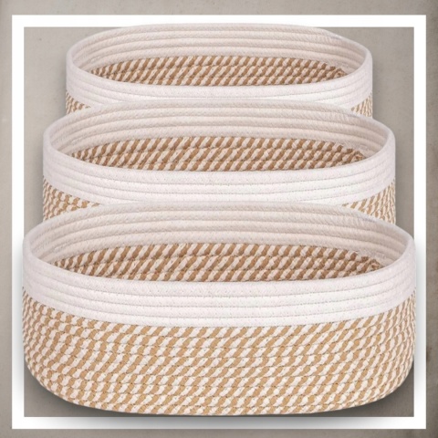 ORGANIZER BOHO ZESTAW 3 SZT PREMIUM koszyk kosmetyki zabawki łazienki kosz