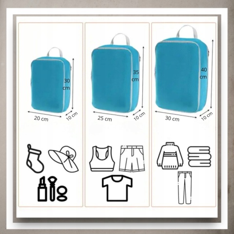 .ORGANIZER KOMPRESYJNY do pakowania walizki Podróżne Torby Zestaw 3 szt