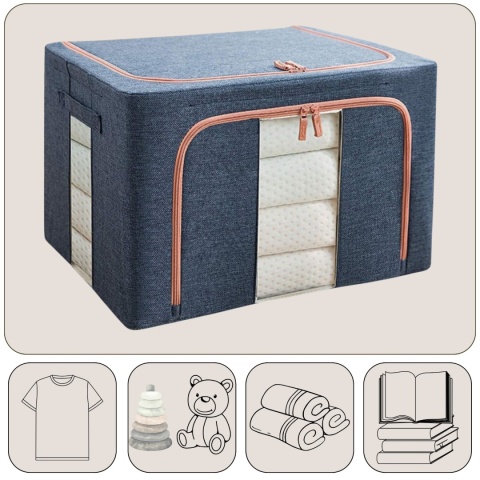 Organizer Pojemnik ze stelażem 50x40x33 cm 66L Kolor Granatowy