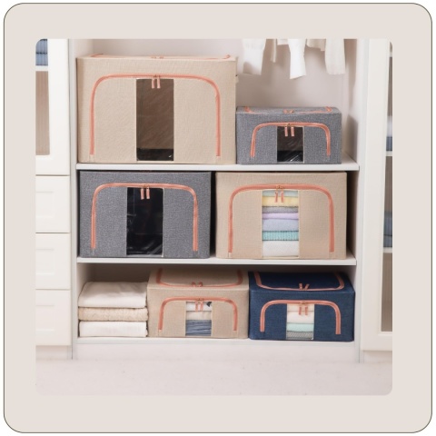 Organizer Pojemnik ze stelażem 50x40x33 cm 66L Kolor Granatowy