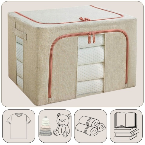 Organizer Pojemnik ze stelażem 60x42x40 cm 100L Kolor Beżowy