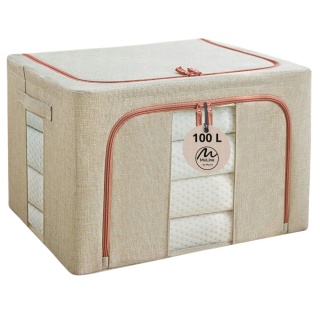 Organizer Pojemnik ze stelażem 60x42x40 cm 100L Kolor Beżowy