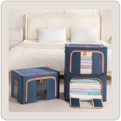 Organizer Pojemnik ze stelażem 40x30x20 cm 24L Kolor Granatowy