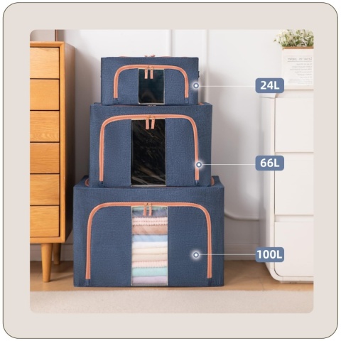 Organizer Pojemnik ze stelażem 40x30x20 cm 24L Kolor Granatowy