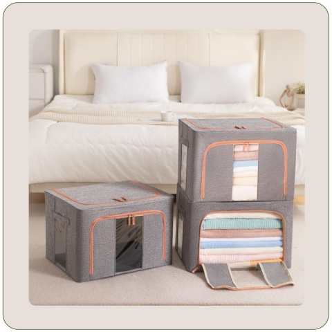 Organizer Pojemnik ze stelażem 40x30x20 cm 24L Kolor Szary