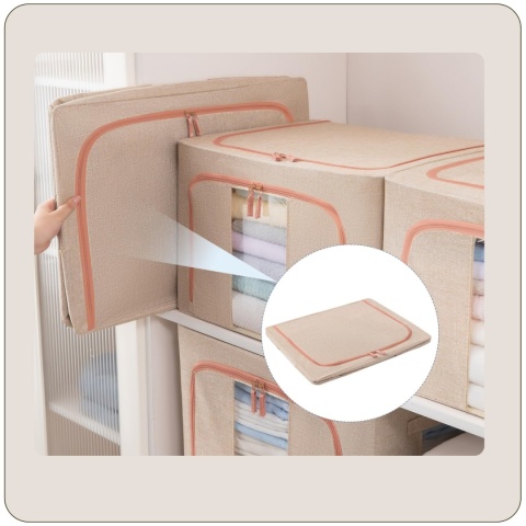 Organizer Pojemnik ze stelażem 50x40x33 cm 66L Kolor Beżowy