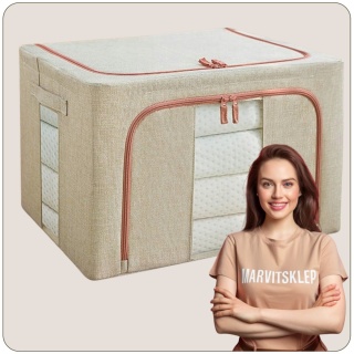 Organizer Pojemnik ze stelażem 50x40x33 cm 66L Kolor Beżowy