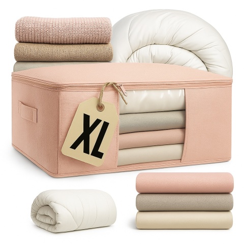 Pokrowiec na pościel pod łóżko pojemnik na ubrania torba miękki różowy L