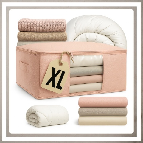 Pokrowiec na pościel pod łóżko pojemnik na ubrania torba miękki różowy L